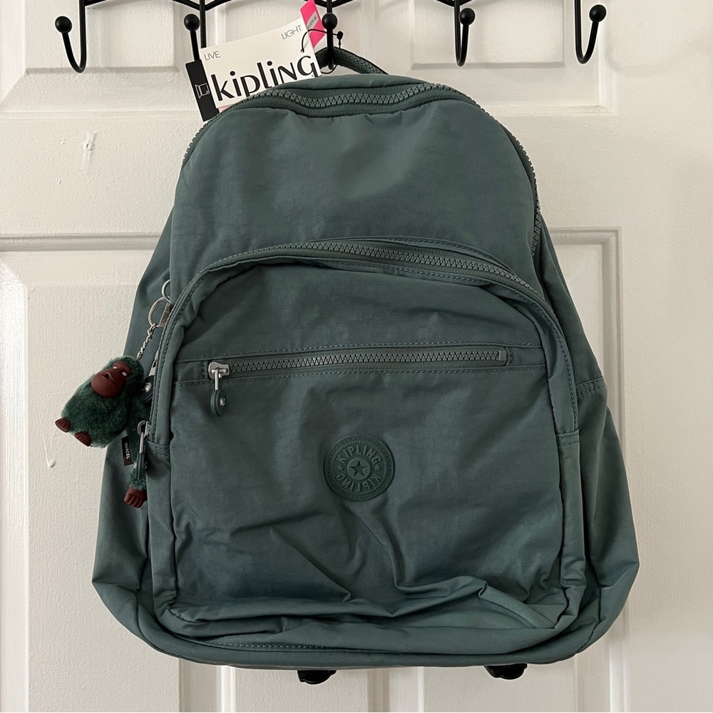 Kipling Seoul Marcel Light Aloe Tonal Dark Teal Green Backpack